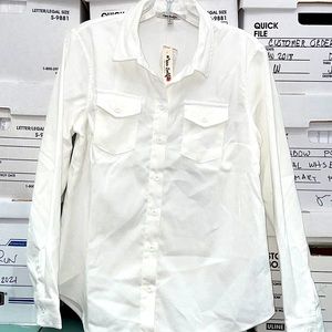 White long sleeves button down corduroy shirt.